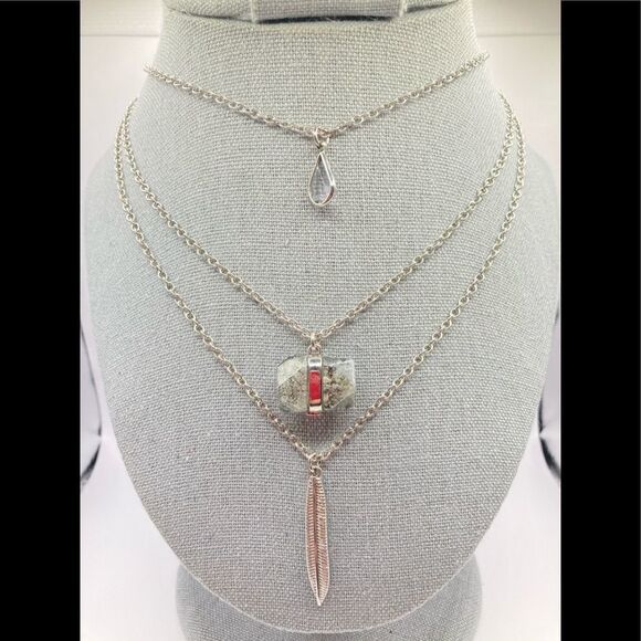 Silver multi strand layered pendant necklace - Picture 1 of 3